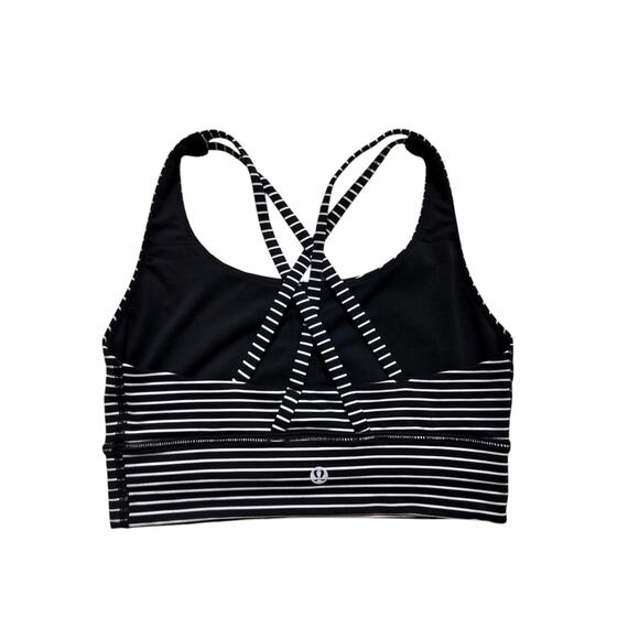 Lululemon Women's Energy Bra Long Line Black White Stripes Size 4 - Picture 5 of 10